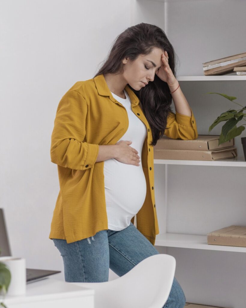 mulher grávida em pé